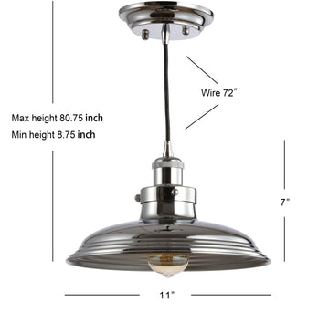Bedford 11" Adjustable Iron Industrial Rustic LED Pendant - JONATHAN Y